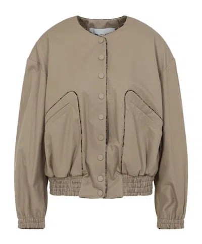 Dries Van Noten Cotton Jacket Geometric Trims In Beige