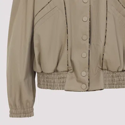 Dries Van Noten Cotton Jacket Geometric Trims In Beige