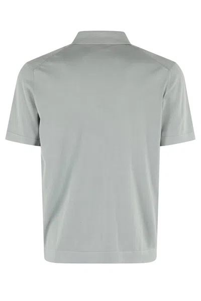 Drumohr Frosted Cotton Skipper Polo Shirt In Salvia Chiaro