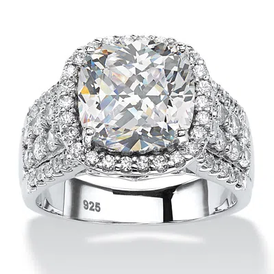 Palm Beach Jewelry 3.68 Cttw. Cubic Zirconia Platinum-plated Sterling Silver Halo Engagement Ring In White