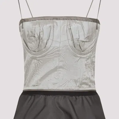 Maison Margiela Women Contrast Panel Silk Midi Dress In Black