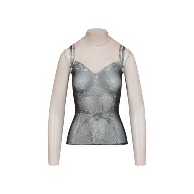 Balenciaga Black And Light Beige Trompe Loeil Lingerie Top In Multi