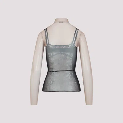 Balenciaga Black And Light Beige Trompe Loeil Lingerie Top In Multi