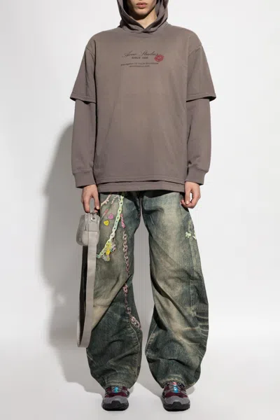 Acne Studios Women Double Layer Hoodie In Gray