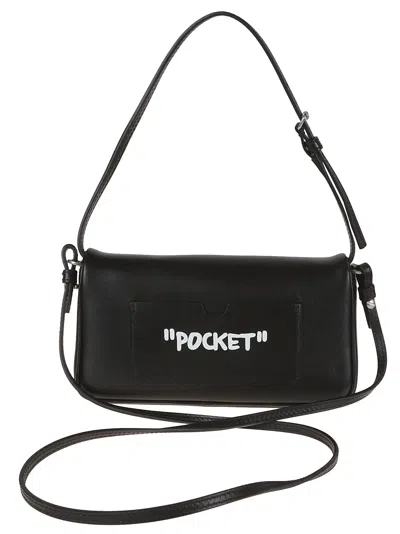 Off-white Jitney 1.0 Logo Plaque Shoulder Bag In Black White