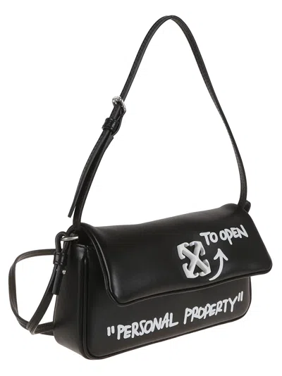 Off-white Jitney 1.0 Logo Plaque Shoulder Bag In Black White