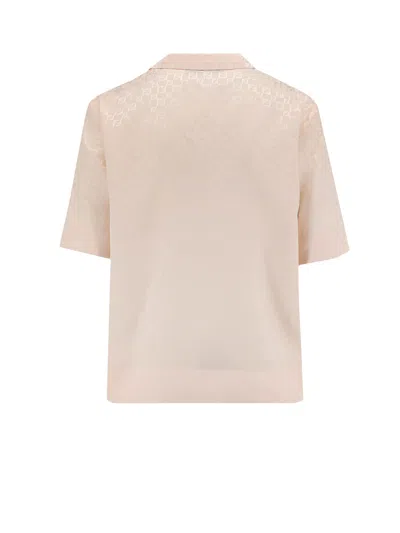 Fendi Embroidered Silk Shirt In Pink