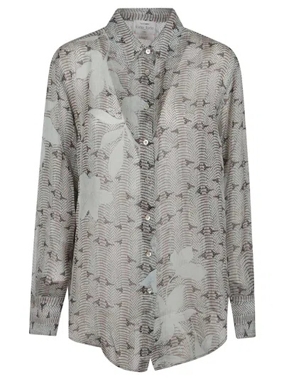 Forte Forte Silk Chiffon Shirt With Dune Lily Print In Breeze