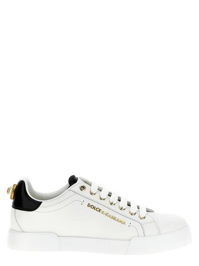Dolce & Gabbana Dolce&gabbana White And Gold Low Sneakers