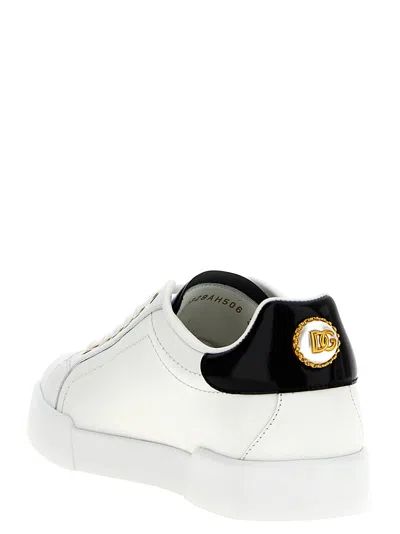 Dolce & Gabbana Dolce&gabbana White And Gold Low Sneakers