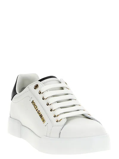 Dolce & Gabbana Dolce&gabbana White And Gold Low Sneakers