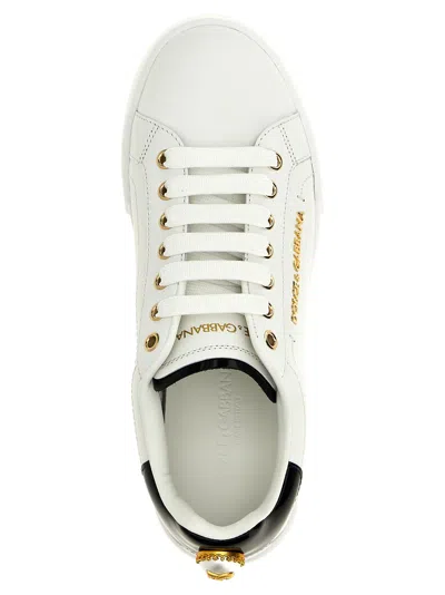 Dolce & Gabbana Dolce&gabbana White And Gold Low Sneakers