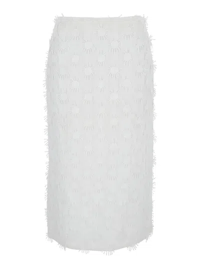 Msgm White Skirt With All-over Applications In White