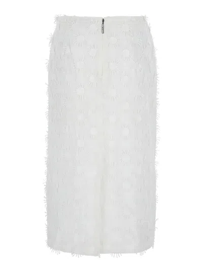 Msgm White Skirt With All-over Applications In White