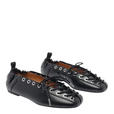 Ganni Lace Up Ballerina | In Black