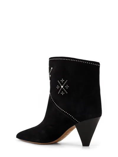 Isabel Marant Loline Suede Ankle Boots With Micro Studs In Black