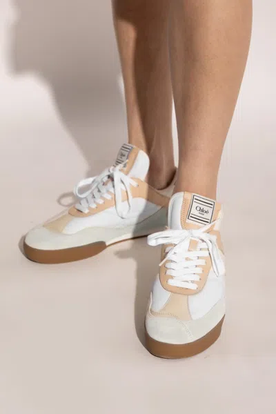 Chloé Multicolor Kick Leather And Suede Sneakers In Nude