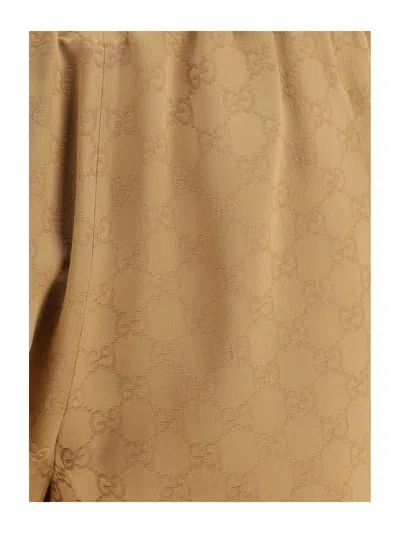 Gucci Satin Shorts Gg Bermuda And Short Brown In Brown