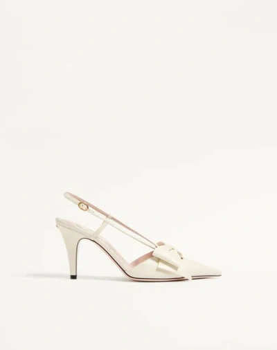 Valentino Garavani Valentino Bowow 85 Leather Slingback Pump In White