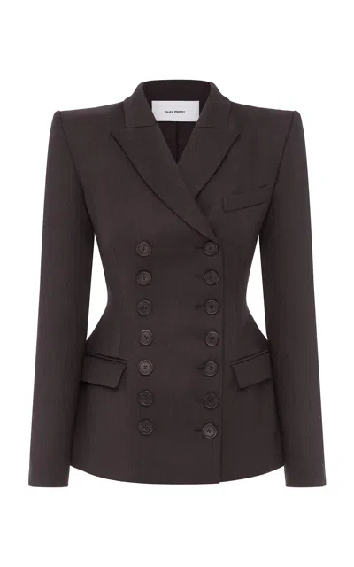 Alex Perry Double-breasted Wool-blend Blazer In Brown