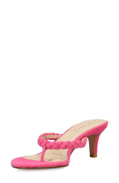 Pelle Moda Earlen Kitten Heel Flip Flop In Hyper Pink
