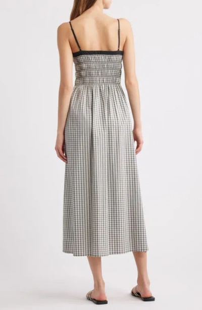Rails Primrose Black Trim Neckline Midi Dress In Jet Gingham In Ivory/jet Gingham