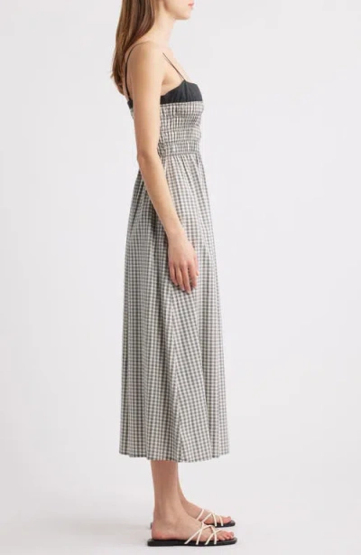 Rails Primrose Black Trim Neckline Midi Dress In Jet Gingham In Ivory/jet Gingham