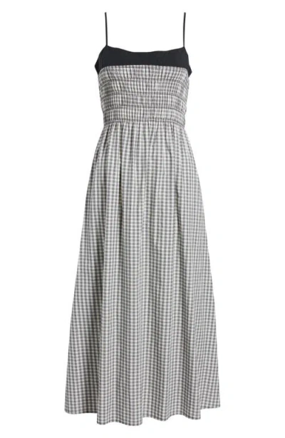 Rails Primrose Black Trim Neckline Midi Dress In Jet Gingham In Ivory/jet Gingham