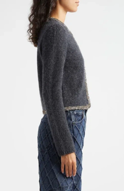 Rag & Bone Embellished Davies Cardigan In Charcoal