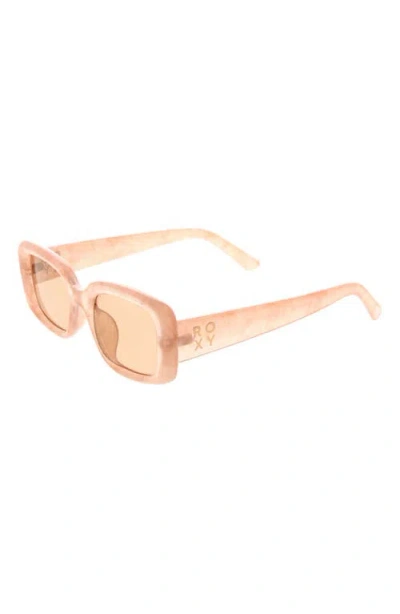 Roxy 51mm Slim Rectangle Sunglasses In Pink Marble