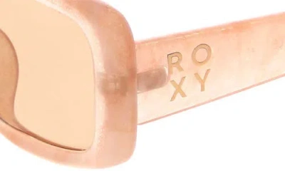 Roxy 51mm Slim Rectangle Sunglasses In Pink Marble