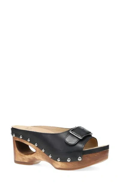 Dansko Adeline Platform Wedge Slide Sandal In Black Calf