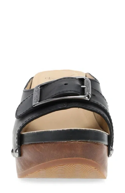 Dansko Adeline Platform Wedge Slide Sandal In Black Calf