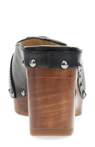 Dansko Adeline Platform Wedge Slide Sandal In Black Calf