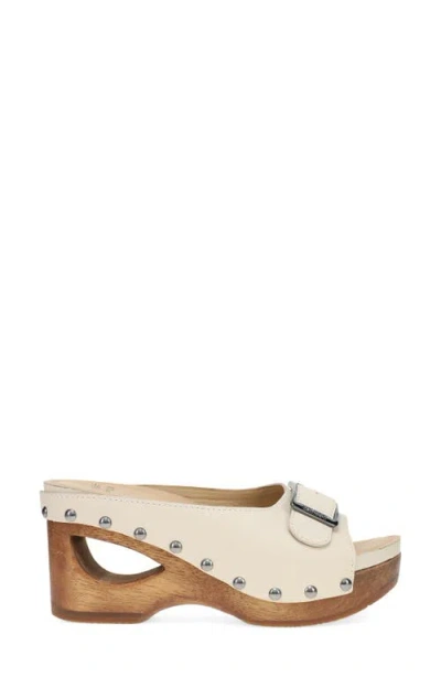Dansko Adeline Platform Wedge Slide Sandal In Bone Calf