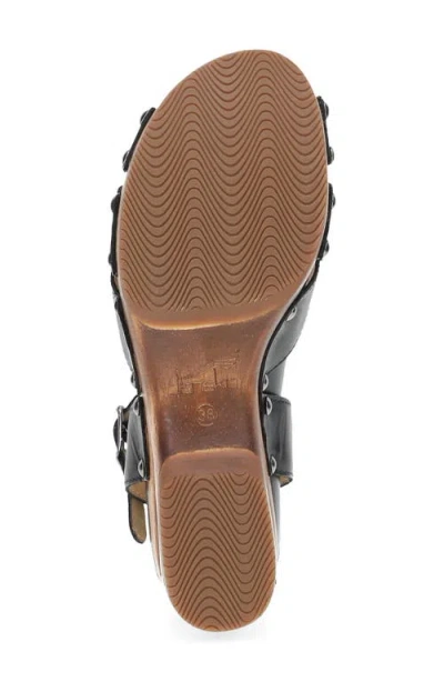 Dansko Alanna Ankle Strap Platform Wedge Sandal In Black Calf