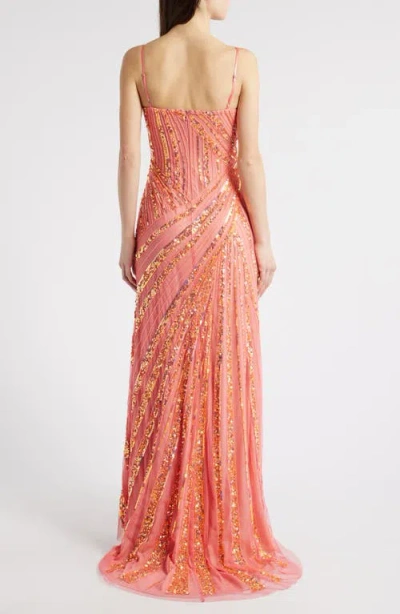 Jump Apparel Embellished Gown In Orange