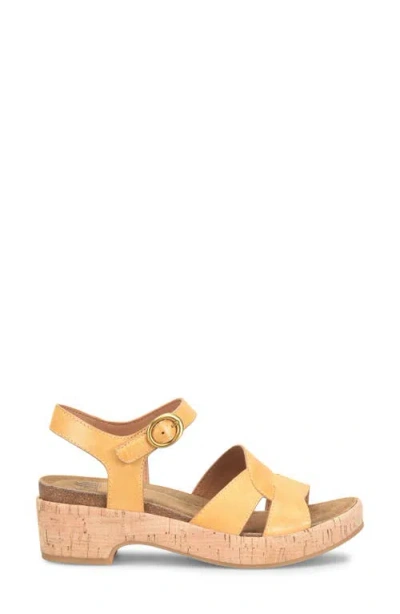 Söfft Ruthie Ankle Strap Platform Wedge Sandal In Sunshine Yellow