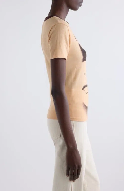 Chloé Women Multicolor Crewneck T-shirt With Maxi Graphic Print On The Front In Wool Blend Woman In Neutral