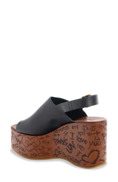 Chloé Maxime Leather Slingback Platform Sandals In Black