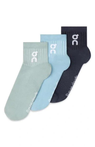 On Logo Mid 3-pack Socks In Wash/navy