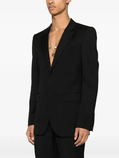 Givenchy Slim Fit Jacket In Monogram 72 Jacquard In Black