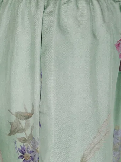 La Doublej Pull On Print Wide Leg Trousers In Heath Placee In Green