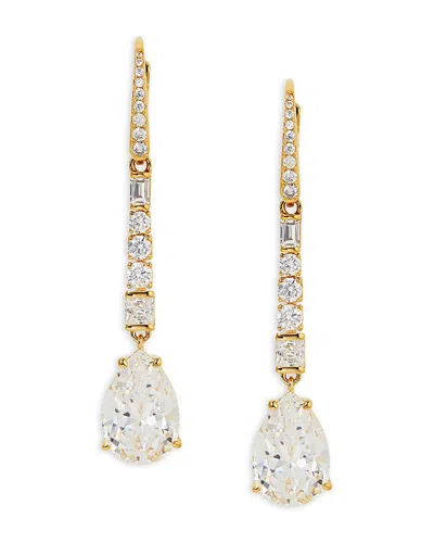Nadri Cubic Zirconia Linear Drop Earrings In 18k Gold Plated In Gold