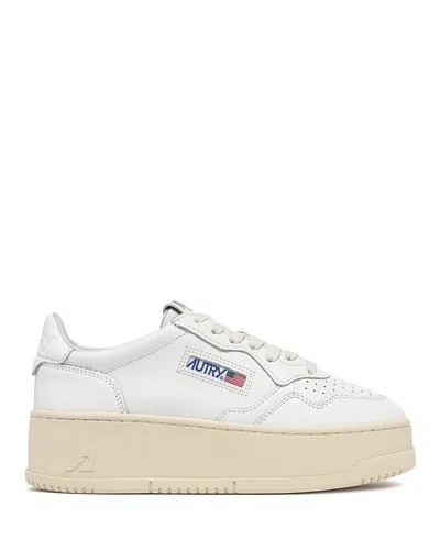 Autry Sneakers Medalist Platform In Suede And Leather White And Gray. In White