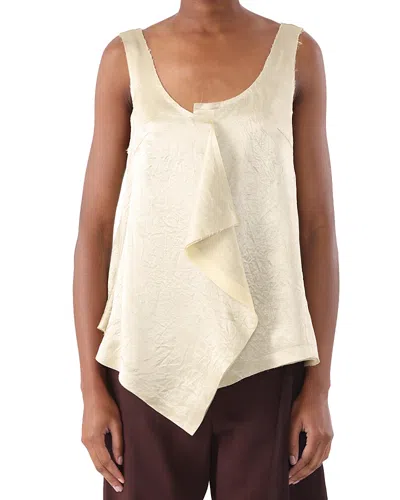 Jason Wu Collection Overlap Crinkle Satin Tank Top In Pistachio