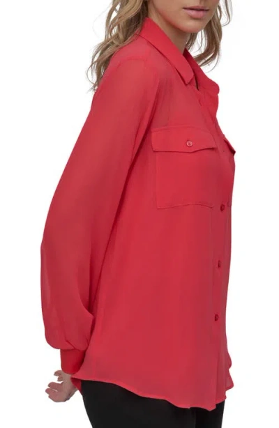 Dkny Women's Button-down Chiffon Shirt In Watermln Sugar