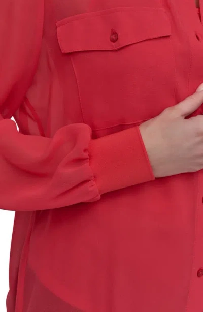 Dkny Women's Button-down Chiffon Shirt In Watermln Sugar