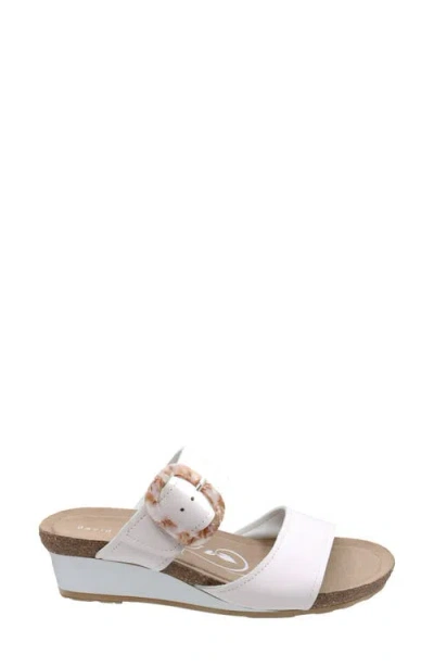 David Tate Fantasy Platform Wedge Slide Sandal In White