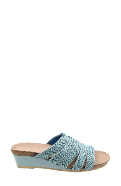 David Tate Fabiana Platform Wedge Slide Sandal In Denim